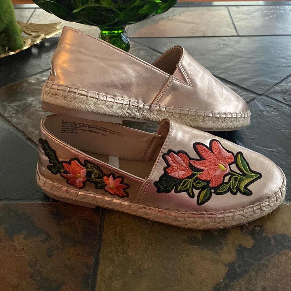 A New Day Metallic Pink Boho Espadrilles Women’s Size 6